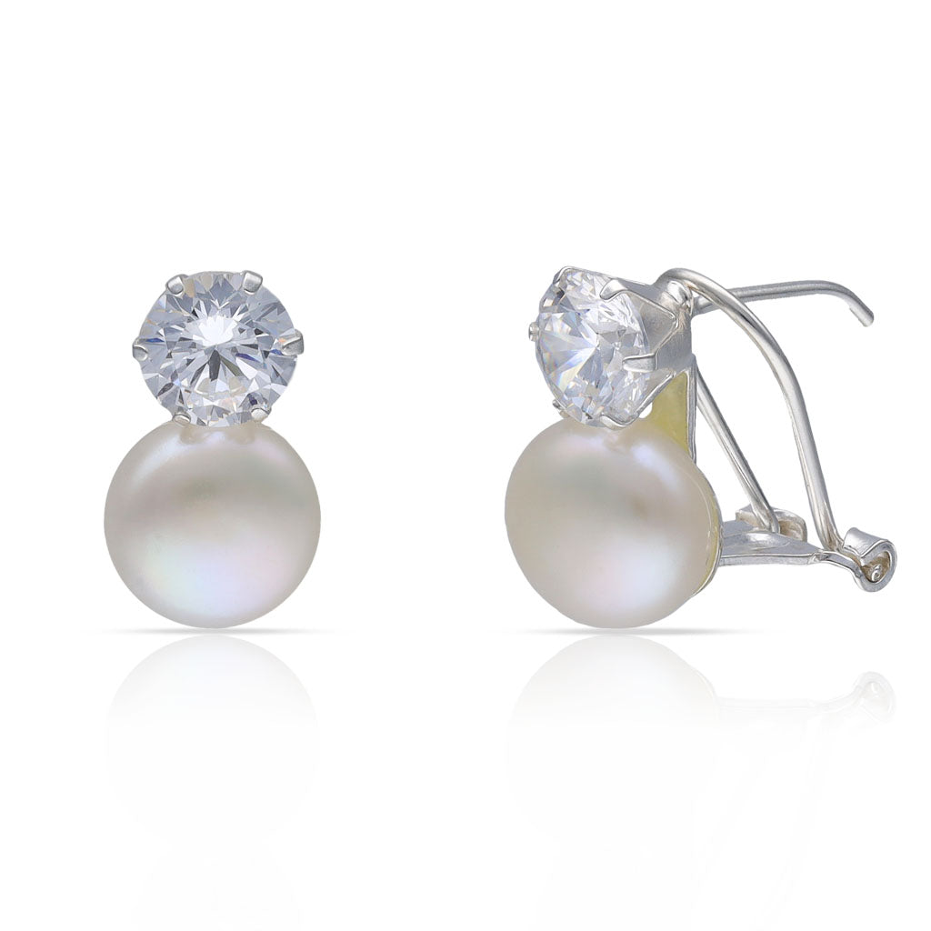 Pendientes Plata 925 Circonitas Perlas