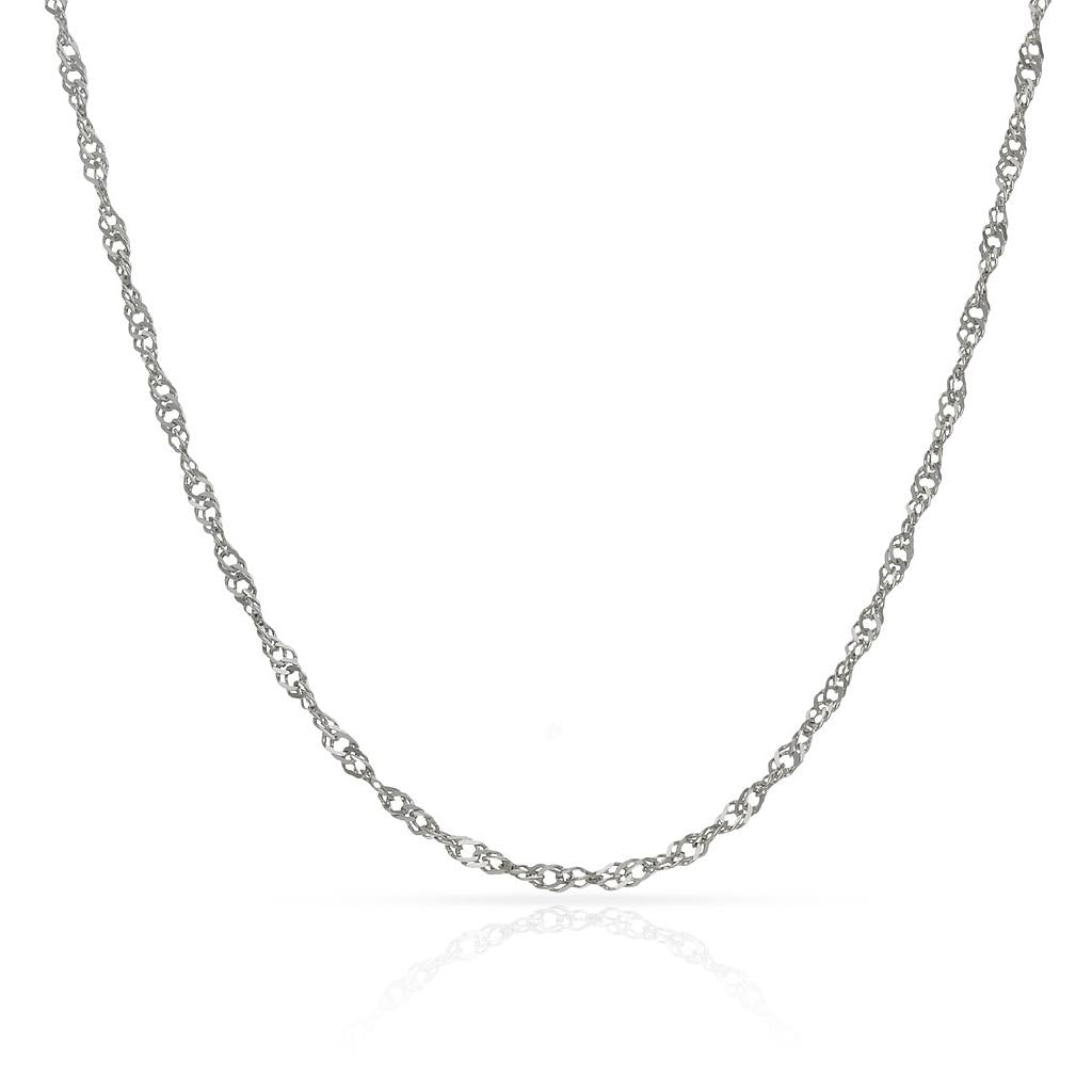 Cadena Oro Blanco 18kl Singapur 2mm