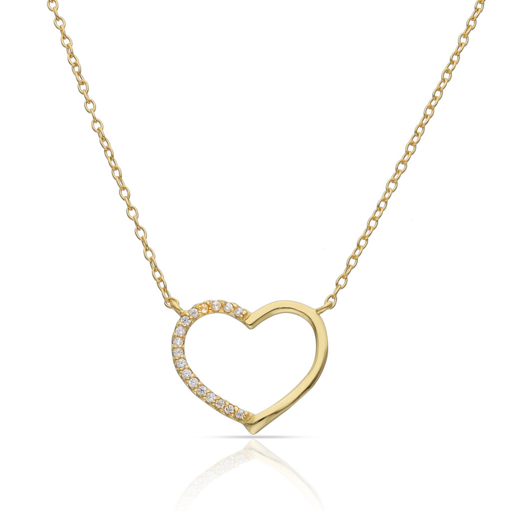 Gargantilla Plata Chapada en Oro Corazón Circonitas