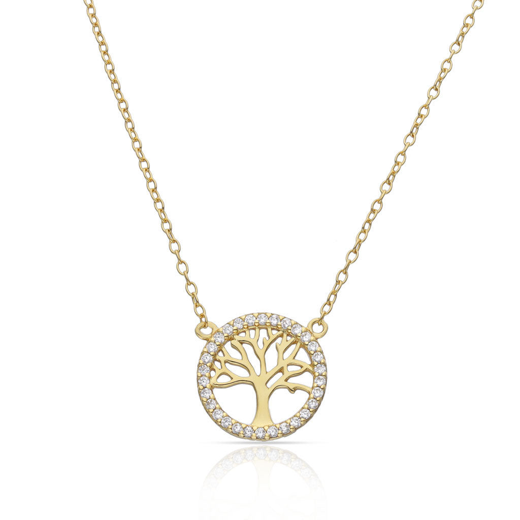 Gargantilla Plata Chapada en Oro Árbol de la Vida Circonitas