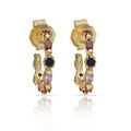 Aros Plata Chapada Oro Piedras Colores 7mm