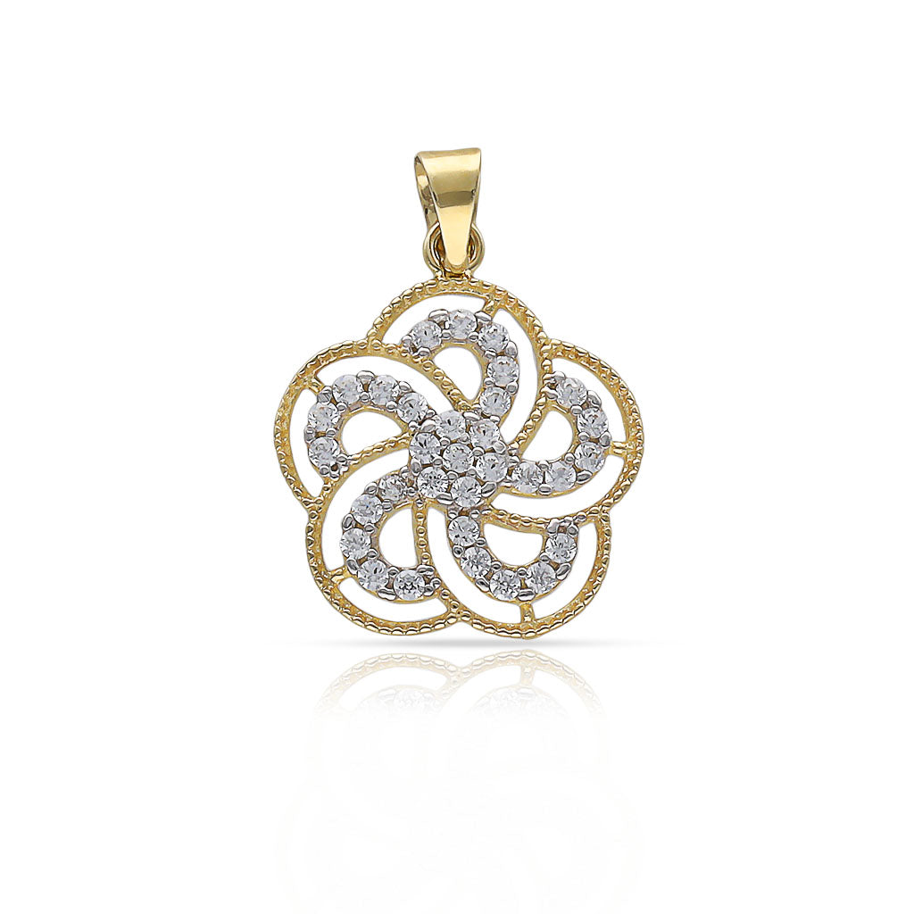 Colgante Oro 18kl Flor Circonitas