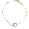 Pulsera Plata Chapada en Oro Corazones Entrelazados