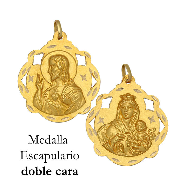 Medalla Plata Chapada en Oro Escapulario 25x28mm
