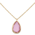 Gargantilla Oro 18k Lágrima Piedra Rosa