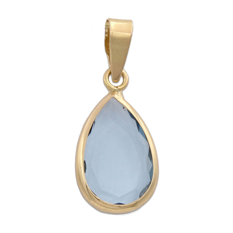 Colgante Oro 18k Lágrima Agua Marina