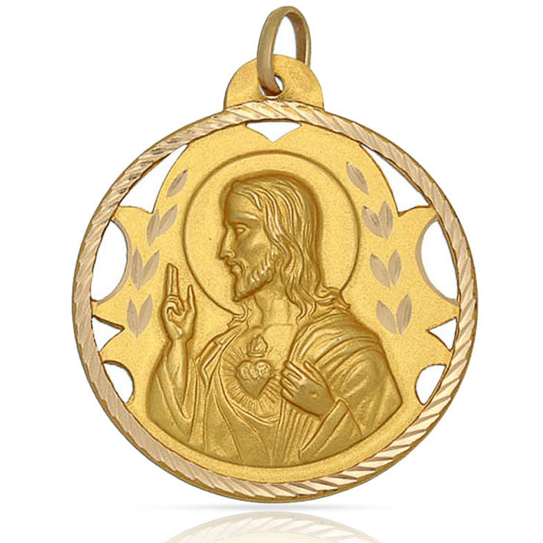 Medalla Oro 18k Sagrado Corazón 24mm