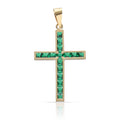 Cruz Oro 18k Piedras Verdes 14x20mm