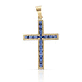 Cruz Oro 18k Piedras Azules 14x20mm