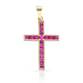 Cruz Oro 18k Piedras Rojas 14x20mm