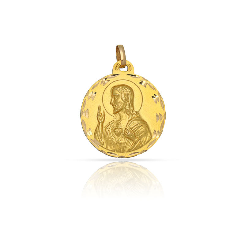 Medalla Oro 18k Sagrado Corazón 13mm