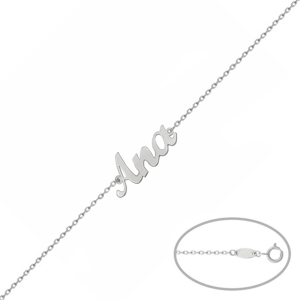 Pulsera Oro Blanco 18k Nombre Pequeño