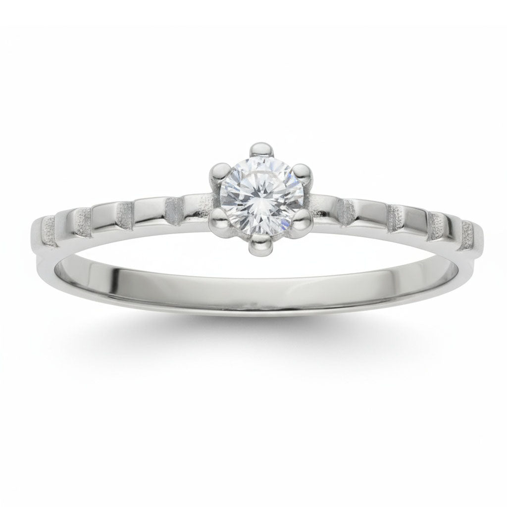 Sortija Oro Blanco 18k Diamante Stock