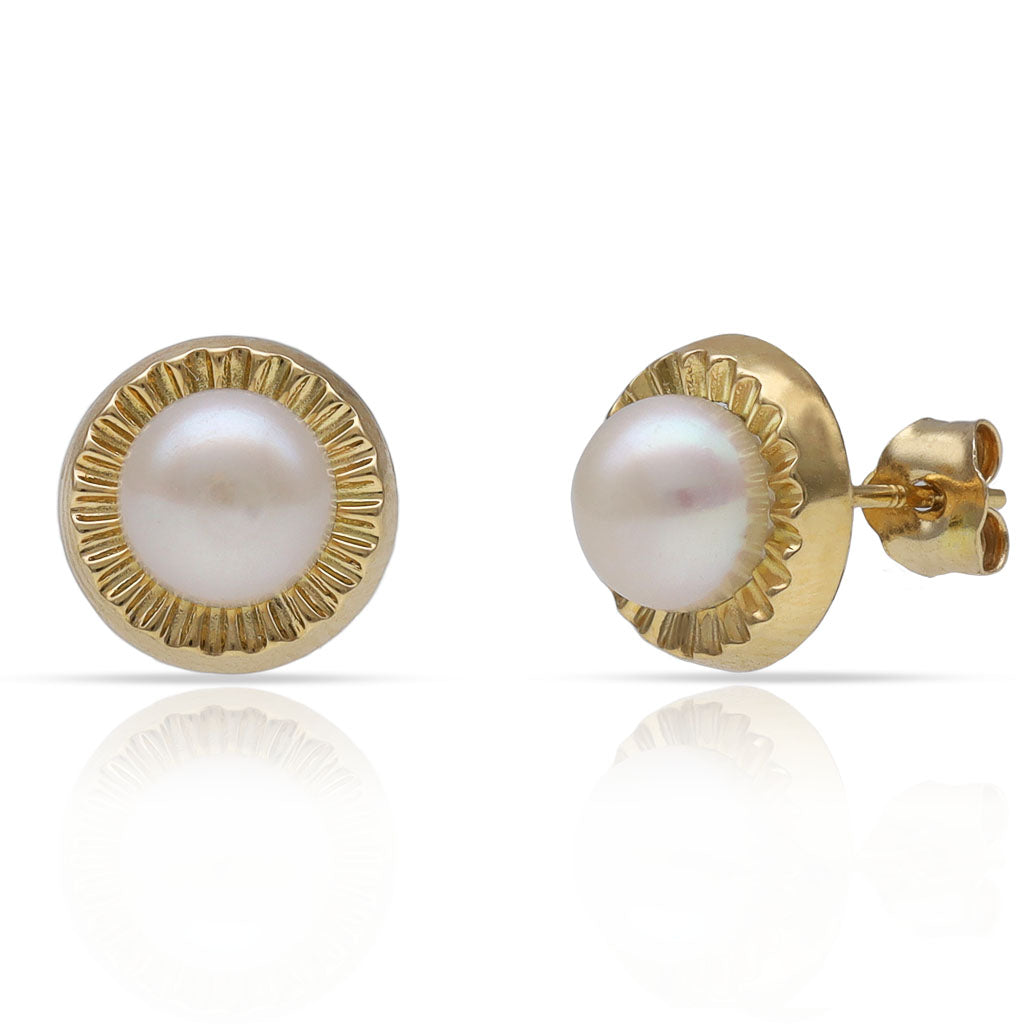 Pendientes Oro 18k Redondos Perlas Cultivadas
