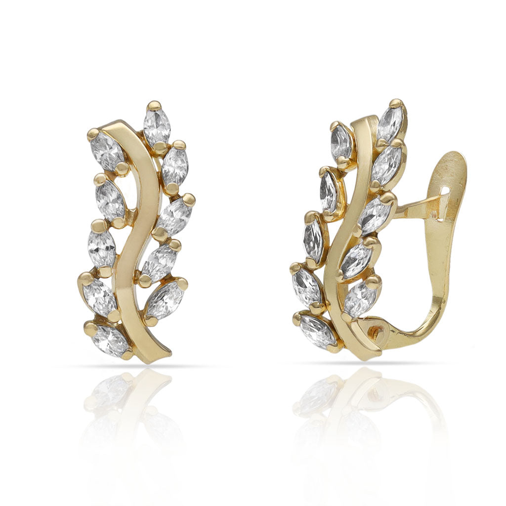 Pendientes Oro 18k Espigas Circonitas