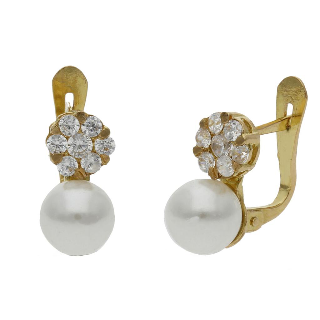 Pendientes Oro 18k Perlas Shell 6x12mm