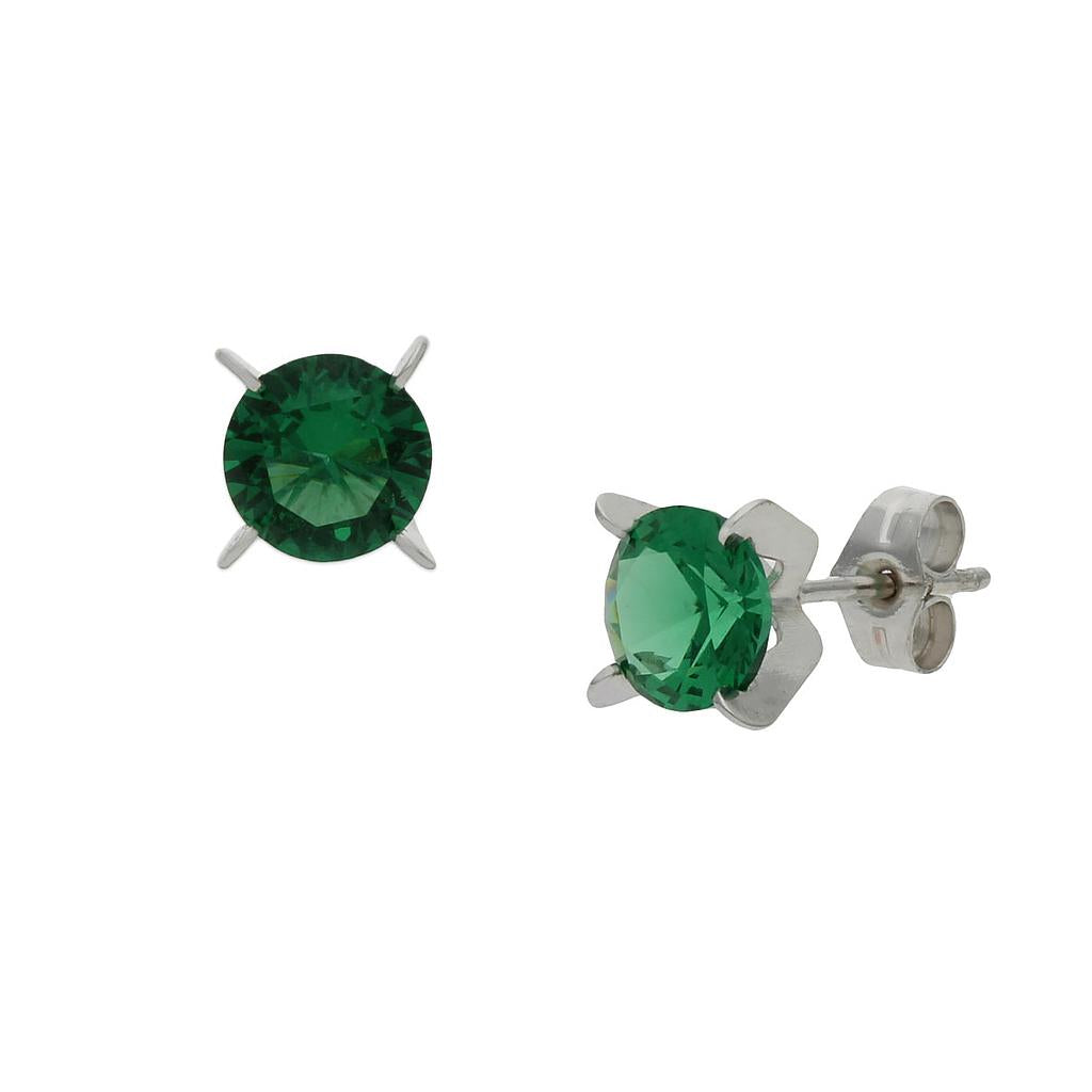 Pendientes Oro Blanco 18k Verde