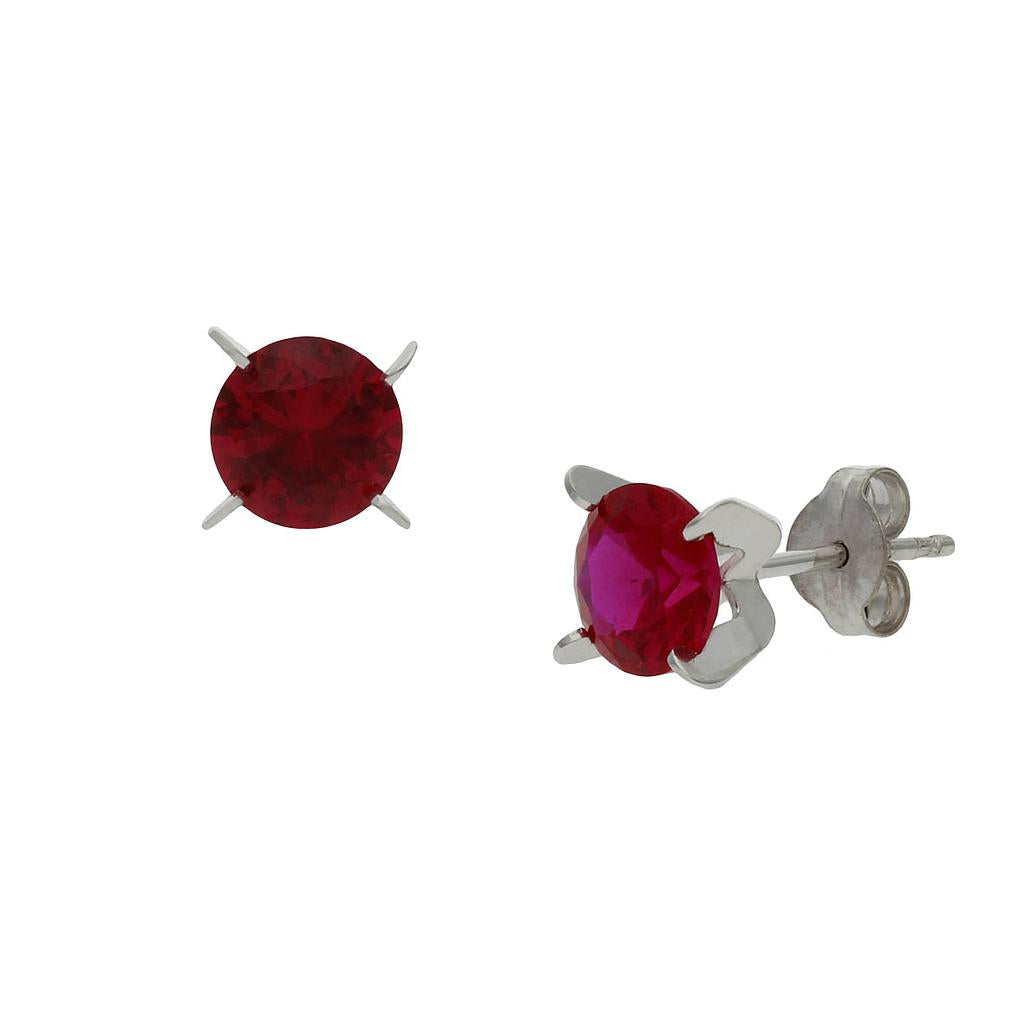 Pendientes Oro Blanco 18k Rojo