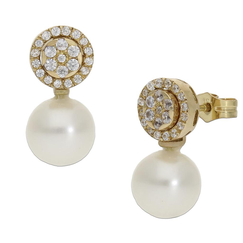 Pendientes Oro 18k 3 en 1 Perlas Cultivadas