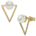 Pendientes Oro 18k Triangular Perlas