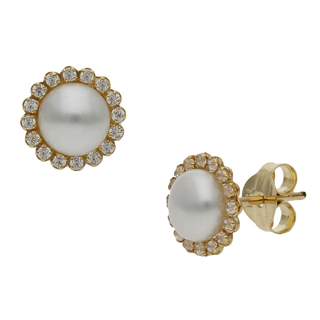 Pendientes Oro 18k Perlas Chinas 7.50mm